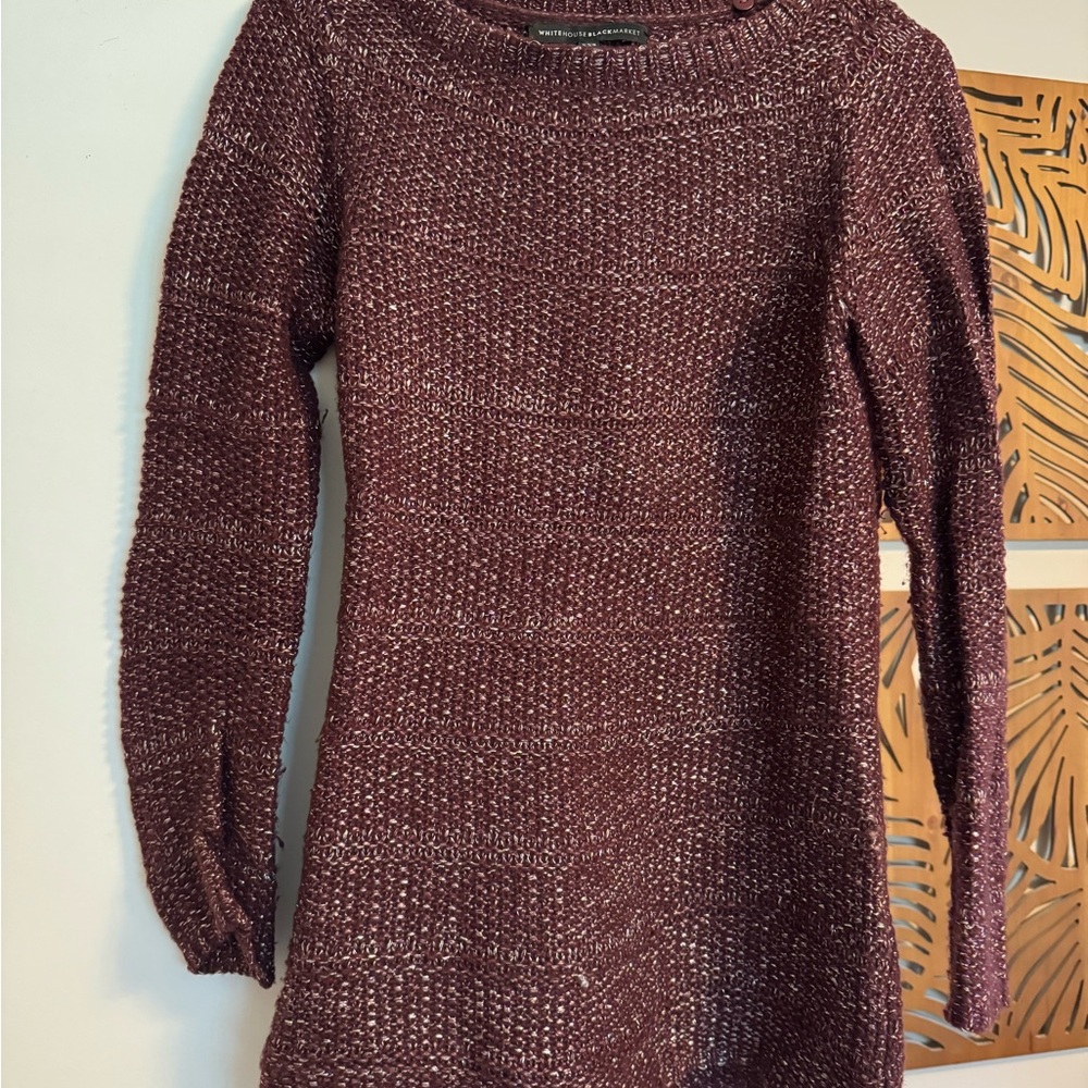 White House Black Market Burgundy Sparkly Sweater Size XXS Great Condition